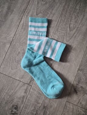 Converse Turquoise Striped Crew Socks with White Accents